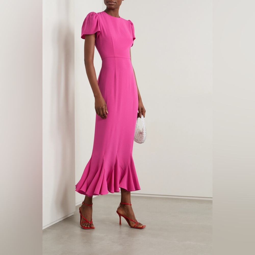 RHODE Resort Lulani Ruffled Crepe Midi Dress Women’s 6